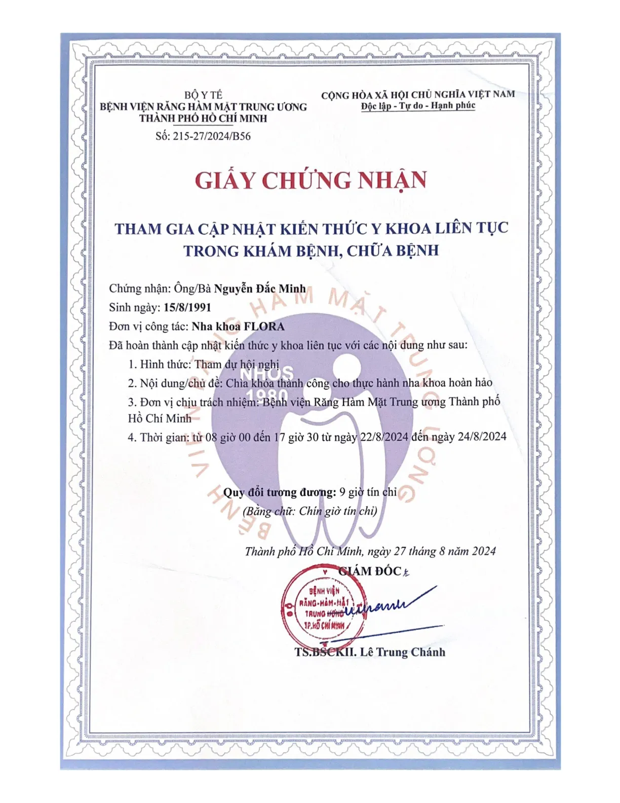 Chứng chỉ Y khoa Flora 4