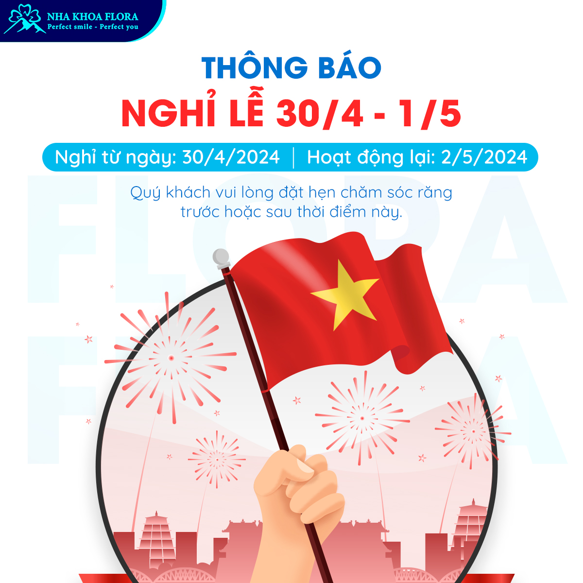 Thông báo lịch nghỉ lễ 30/4 – 1/5 năm 2024