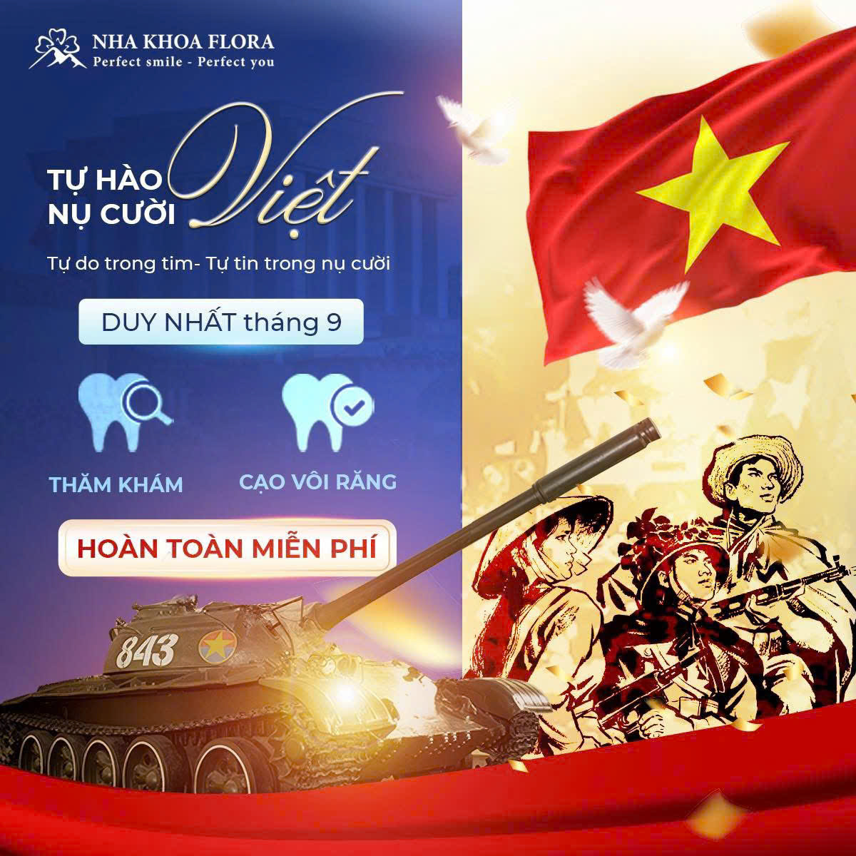 Còn gì đẹp hơn TỰ DO, còn gì rạng rỡ hơn NỤ CƯỜI ngày đất nước độc lập